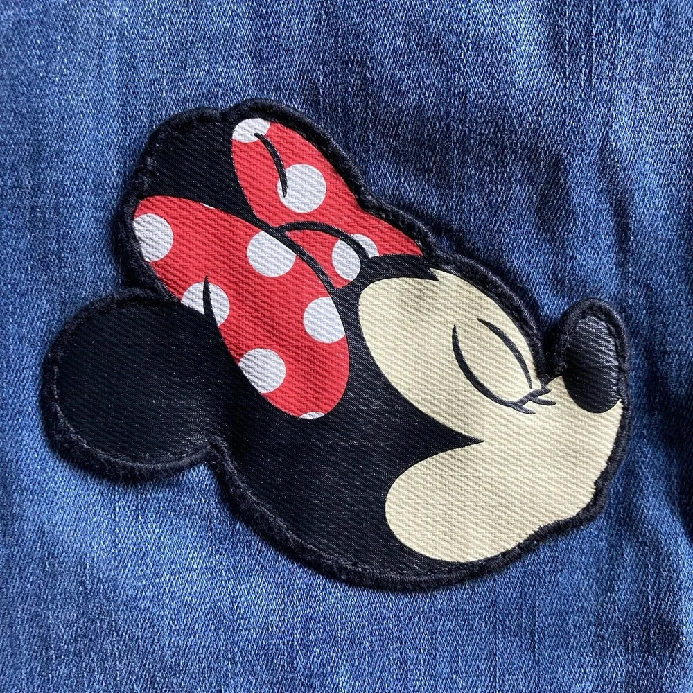 Disney Brand Juniors 9 High Waist (25") Skinny BlueJean Minnie Kisses Mickey - Picture 5 of 16